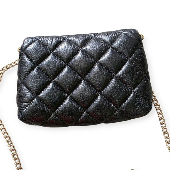 Kate Spade Gold Coast Quilted Leather Purse – Turn Lock Chain Bag, Black - Picture 10 of 16